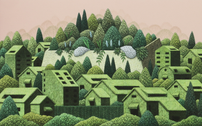 도시정원2507, 72.7x116.8cm(50M), Mixed media(Scratched) on canvas, 2025-사진제공 갤러리 나우