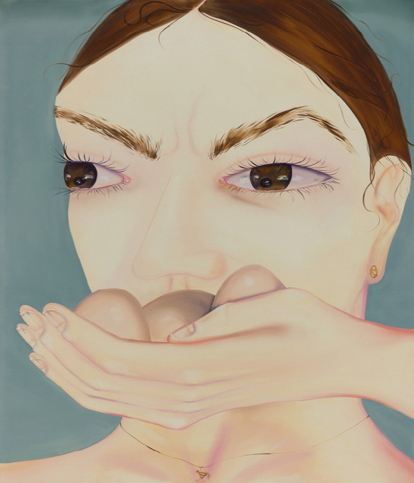 카롤리나 자블론스카-계란 제조기, 2025-캔버스에 유채-140 x 120cm-사진제공 파리 에스더 쉬퍼 갤러리