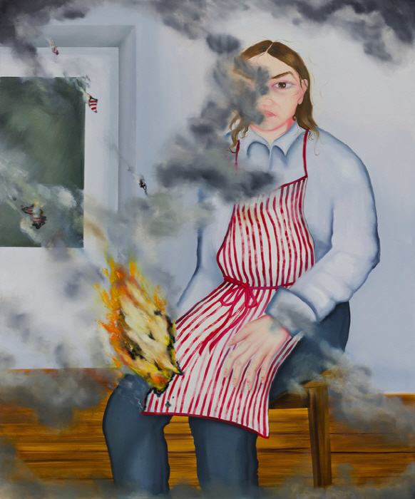 카롤리나 자블론스카-우먼 온 파이어, 2025-캔버스에 유채-180 x 150cm -사진제공 파리 에스더 쉬퍼 갤러리