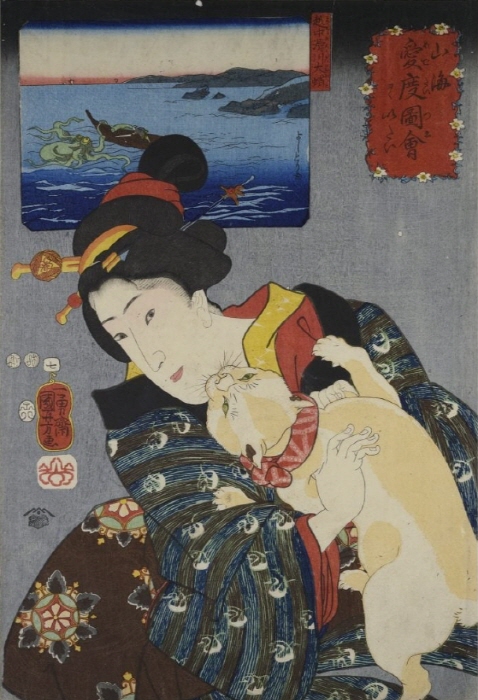 우타가와 쿠니요시(Utagawa Kuniyoshi), 에추(Etchū)의 나메리 강의 거대 문어 , '육지와 바다의 상서로운 소망' 시리즈(1852) 중. © 함부르크 쿤스트 운트 게베르베 박물관.