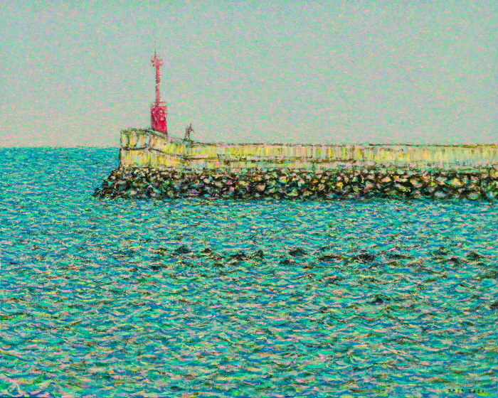 등대가 보이는 풍경2, 2025, oil, acrylic on canvas, 72.7x90.9cm, 백성원-사진제공 백성원 작가