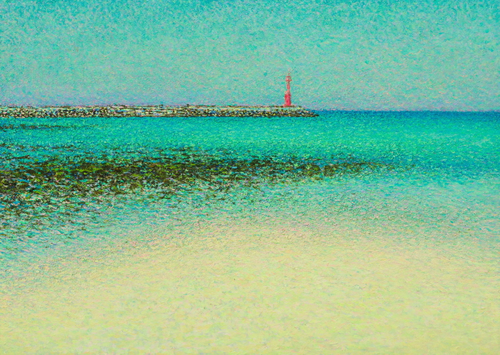 제주 해변, 2025,  oil, acrylic on canvas, 65.1x90.9cm, 백성원-사진제공 백성원 작가