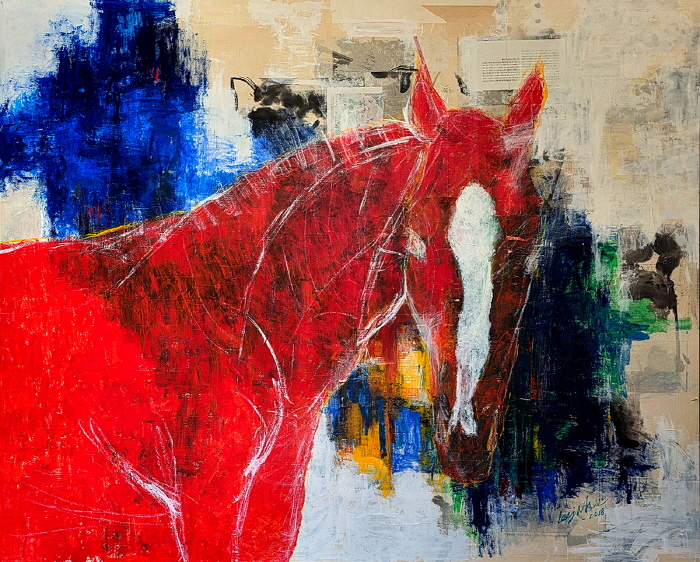 Chaos-관조하다, 162x131cm, 장지에 혼합재료, 2023-사진제공 장은선 갤러리