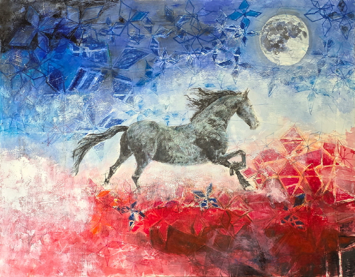 슈퍼문-질주, 117x91cm, 장지에 혼합재료, 2015-사진제공 장은선 갤러리