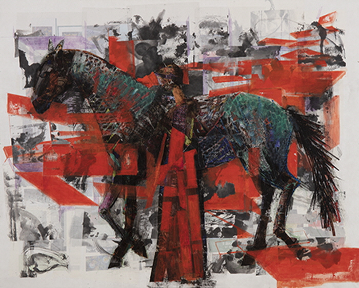 Chaos-부유하다, 162x131㎝, 장지에 혼합재료, 2018-사진제공 장은선 갤러리