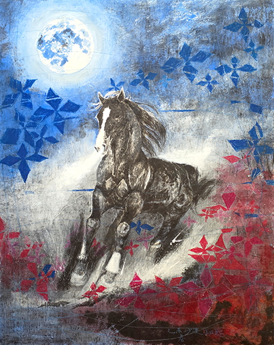 슈퍼문-질주8, 91x117cm, 장지에 혼합재료, 2015-사진제공 장은선 갤러리